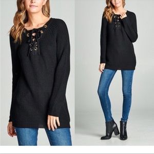 NWT Active USA Ribbed Thick Knitted V-Neck Sweater- Large